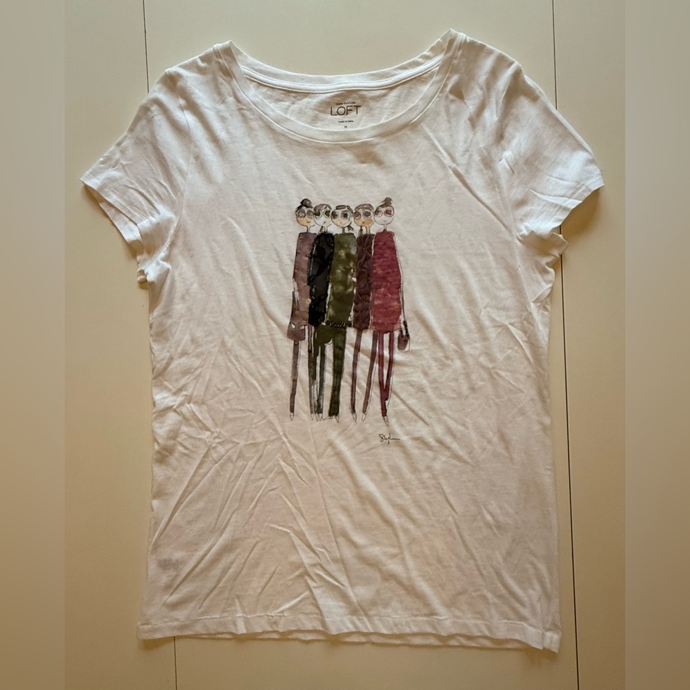 LOFT White Tee with Fashion Graphic